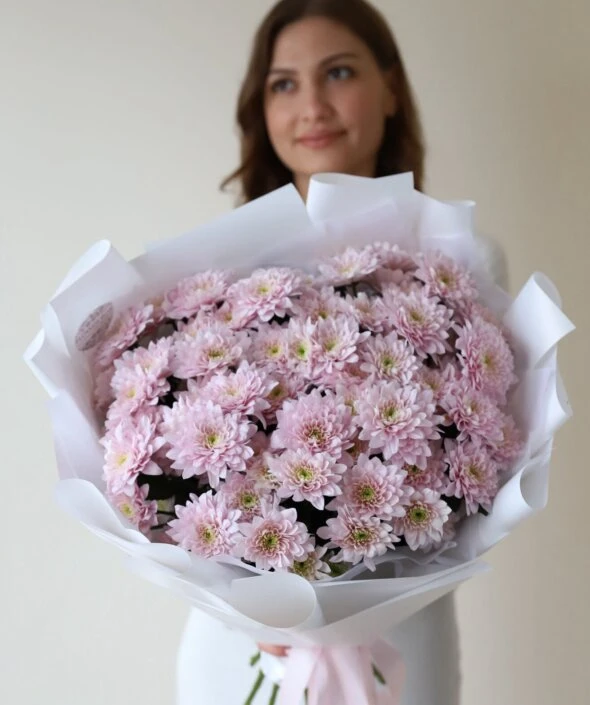 Букет из 11 сиреневых хризантем